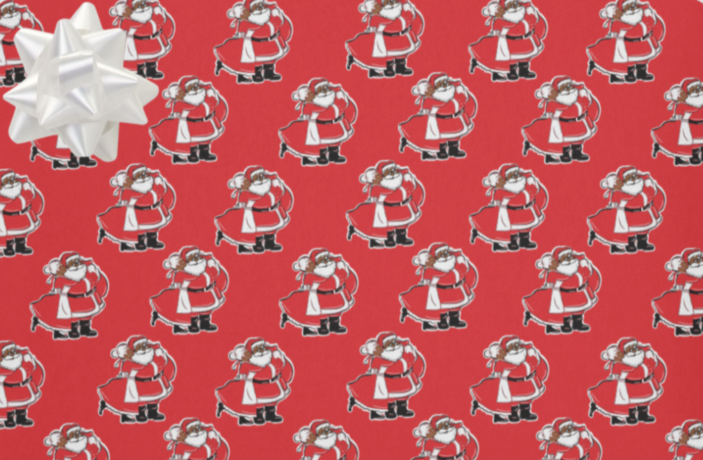 Black Santa & Mrs. Claus Christmas Wrapping Paper — the SivART Gallery