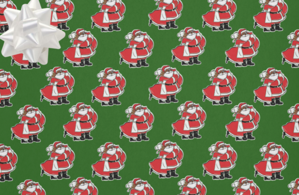 Black Santa & Mrs. Claus with Wreath Wrapping Paper Roll